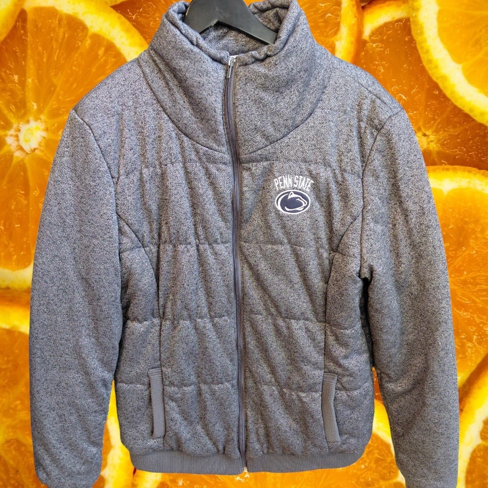 Colosseum Penn State Nittany Lions Quilted Full Zip Jacket‎ Mens XL Gray Heather